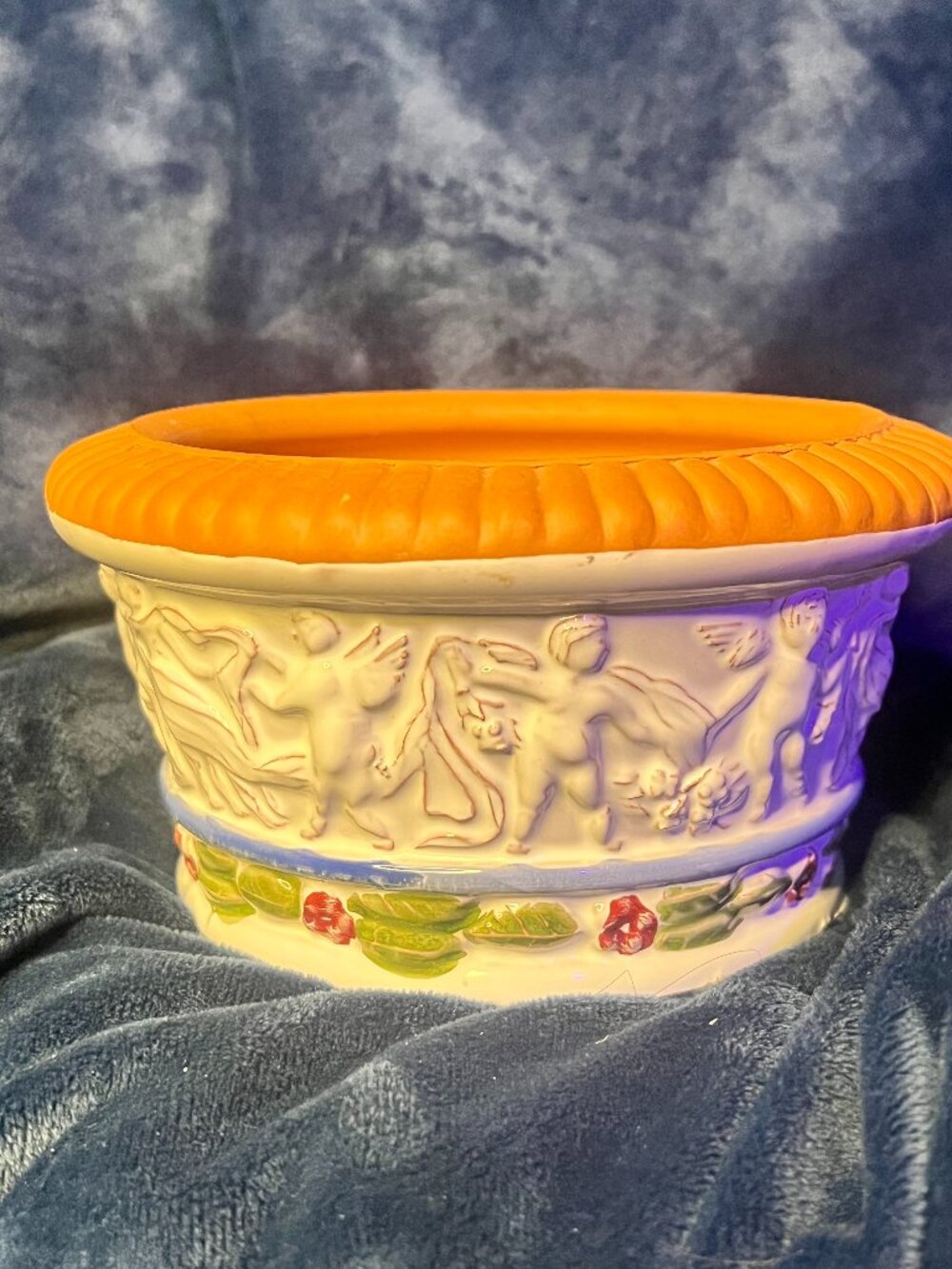 Vintage Roseville Donatello Art Pottery Jardiniere with Cherub motif